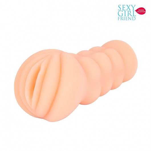Телесный мастурбатор-вагина с комплектом эрекционных колец - Bior toys - в Самаре купить с доставкой