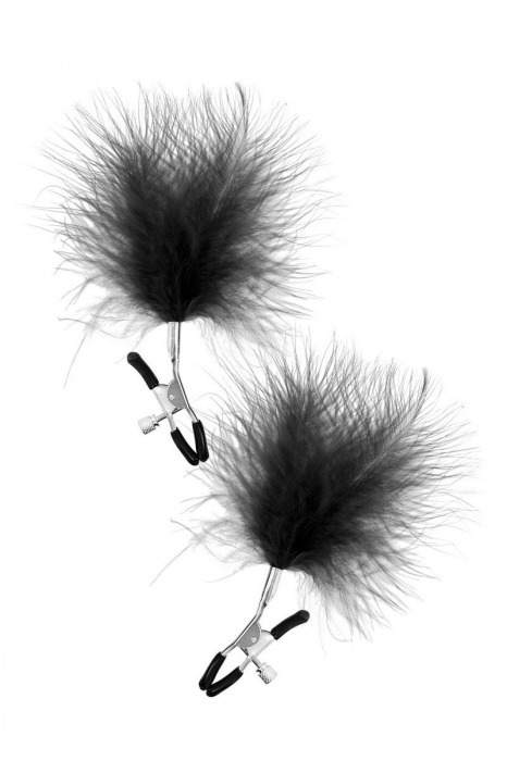 Зажимы на соски с черными пуховыми кисточками Sweet Caress Feather Nipple Clumps - Sweet Caress - купить с доставкой в Самаре