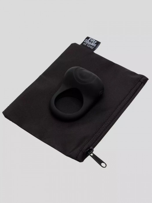 Черное эрекционное виброкольцо Sensation Rechargeable Vibrating Love Ring - Fifty Shades of Grey - в Самаре купить с доставкой