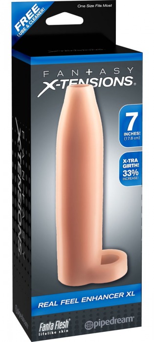 Телесная насадка Real Feel Enhancer XL - 17 см. - Pipedream - в Самаре купить с доставкой