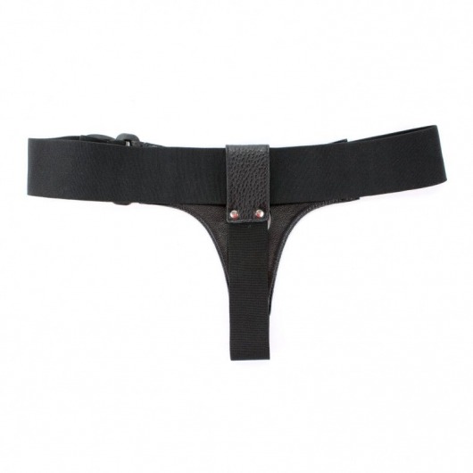 Чёрные трусики для страпона из натуральной кожи - БДСМ Арсенал - купить с доставкой в Самаре