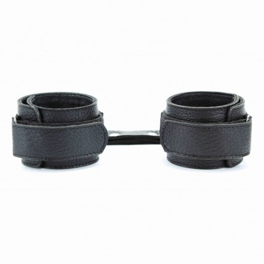 Чёрные кожаные наручники - БДСМ Арсенал - купить с доставкой в Самаре