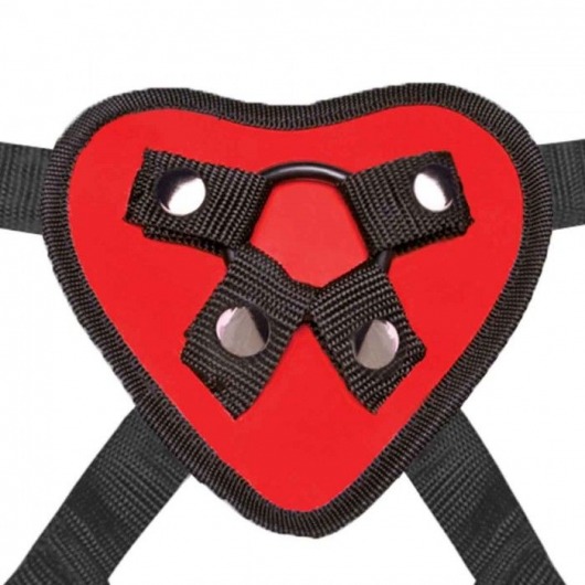 Красный поясной фаллоимитатор Red Heart Strap on Harness   5in Dildo Set - 12,25 см. - Lux Fetish - купить с доставкой в Самаре