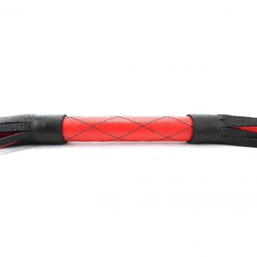 Красно-черная кожаная плётка - 51 см. - БДСМ Арсенал - купить с доставкой в Самаре