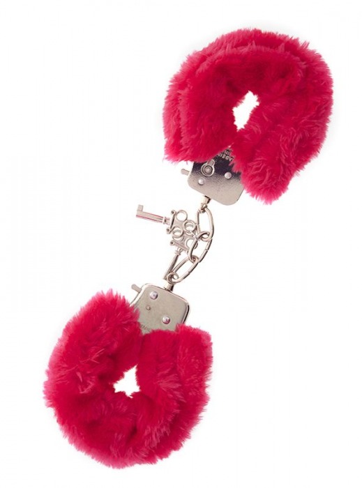 Металлические наручники с красной меховой опушкой METAL HANDCUFF WITH PLUSH RED - Dream Toys - купить с доставкой в Самаре