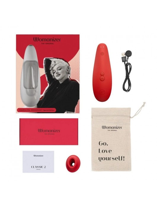 Красный бесконтактный клиторальный стимулятор Womanizer Marilyn Monroe Special Edition - Womanizer