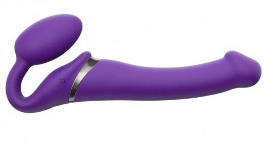 Фиолетовый безремневой вибрострапон Vibrating Bendable Strap-On - size L - Strap-on-me - купить с доставкой в Самаре