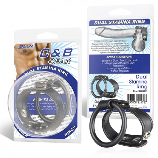 Двойное кольцо выносливости на пенис DUAL STAMINA RING - BlueLine - в Самаре купить с доставкой