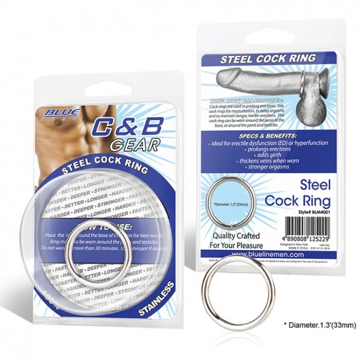 Стальное эрекционное кольцо STEEL COCK RING - 3.5 см. - BlueLine - в Самаре купить с доставкой