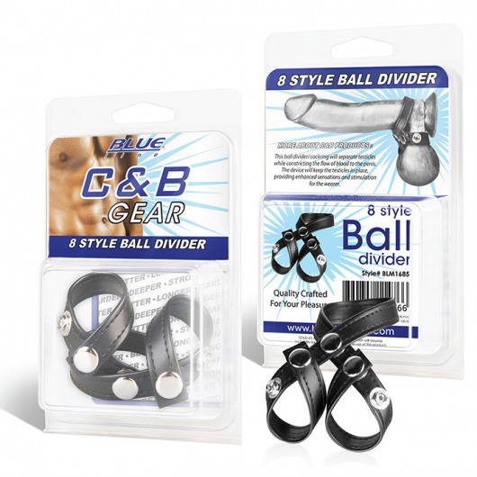 Разделитель мошонки из искусственной кожи на клепках 8 STYLE BALL DIVIDER - BlueLine - купить с доставкой в Самаре