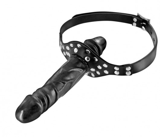 Черный кляп-фаллоимитатор Double Penis Gag - Fetish Tentation - купить с доставкой в Самаре