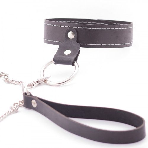 Узкий однослойный ошейник с поводком - Crazy Handmade - купить с доставкой в Самаре