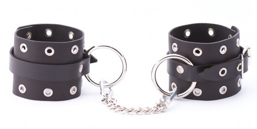 Черные кожаные оковы с люверсами - Crazy Handmade - купить с доставкой в Самаре