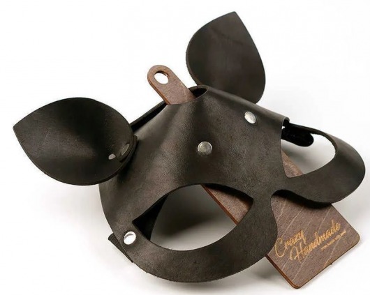 Черная кожаная маска  Кошка  с маленькими ушками - Crazy Handmade - купить с доставкой в Самаре