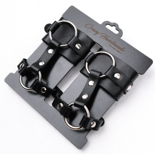 Черные наручники с креплением на кисть руки - Crazy Handmade - купить с доставкой в Самаре