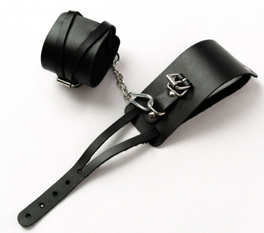 Черные кожаные оковы с креплением в виде веревочек - Crazy Handmade - купить с доставкой в Самаре