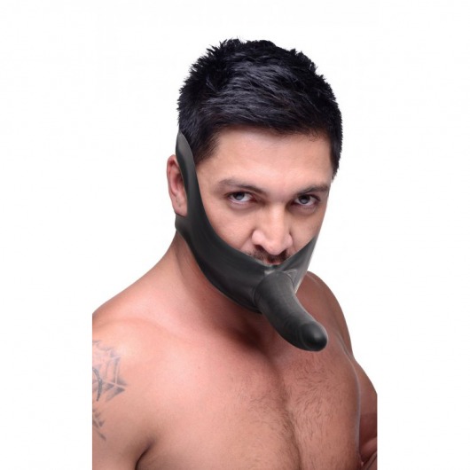 Черный кляп-страпон Masters Mini Face Fuck Strap-On - 14 см. - XR Brands - купить с доставкой в Самаре