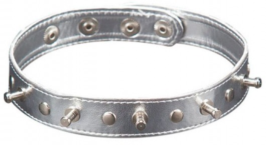 Серебристый ошейник с шипами - Sitabella - купить с доставкой в Самаре