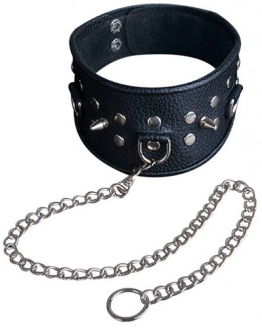Чёрный ошейник из кожи - Sitabella - купить с доставкой в Самаре