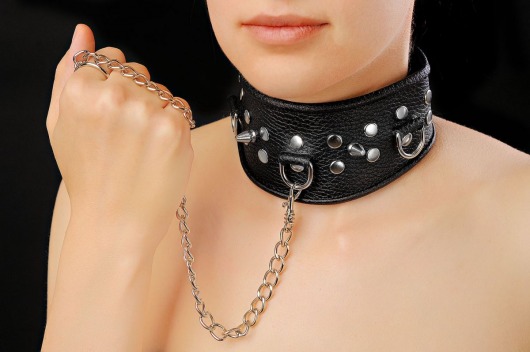 Чёрный ошейник из кожи - Sitabella - купить с доставкой в Самаре