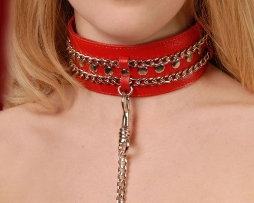 Красный ошейник с цепочками - Sitabella - купить с доставкой в Самаре