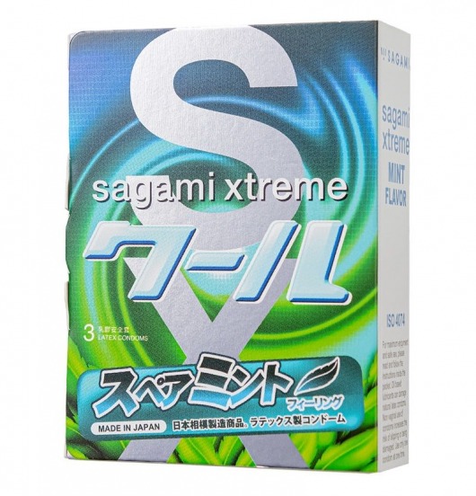 Презервативы Sagami Xtreme Mint с ароматом мяты - 3 шт. - Sagami - купить с доставкой в Самаре