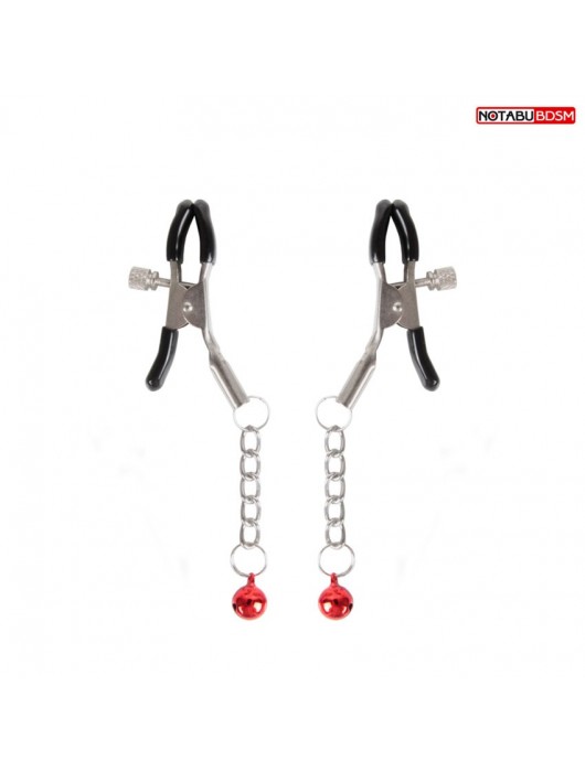 Серебристые зажимы на соски с шариками на цепочках - Notabu - купить с доставкой в Самаре