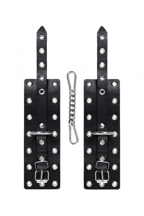 Черные кожаные однослойные наручники с люверсами - Pecado - купить с доставкой в Самаре