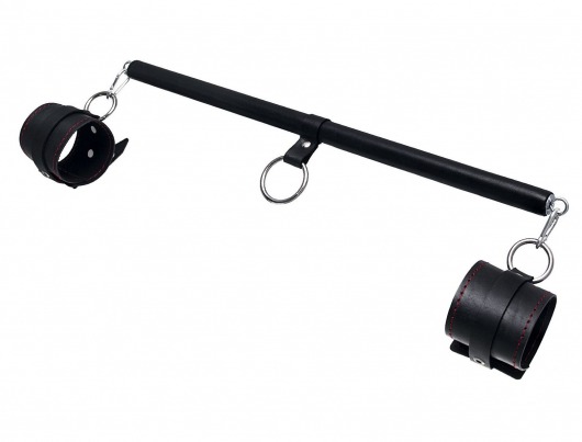 Черная распорка для ног с кожаными манжетами - Pecado - купить с доставкой в Самаре