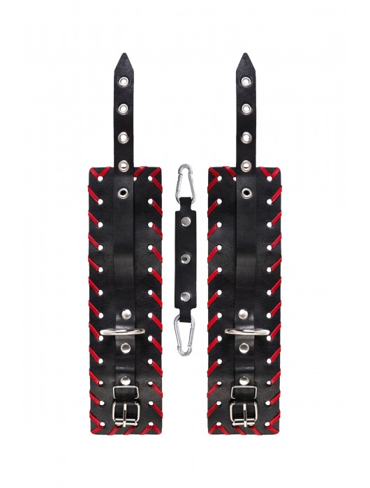 Черно-красные оковы из натуральной кожи - Pecado - купить с доставкой в Самаре