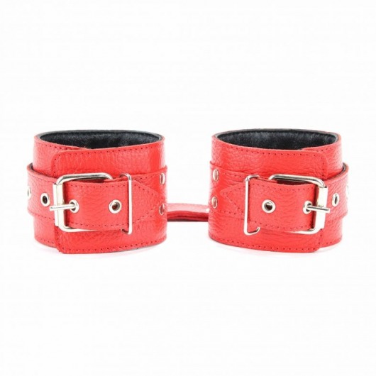 Красные кожаные наручники с клепками - БДСМ Арсенал - купить с доставкой в Самаре