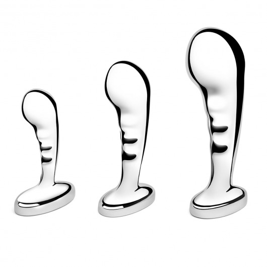 Набор из 3 стальных стимуляторов простаты Stainless Steel P-spot Training Set - b-Vibe - в Самаре купить с доставкой
