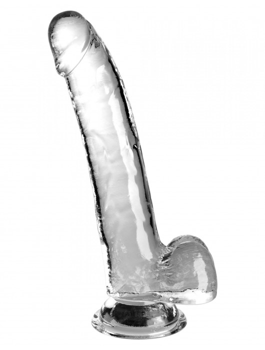 Прозрачный фаллоимитатор с мошонкой на присоске 9’’ Cock with Balls - 24,8 см. - Pipedream