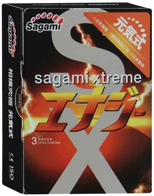 Презервативы Sagami Xtreme ENERGY с ароматом энергетика - 3 шт. - Sagami - купить с доставкой в Самаре