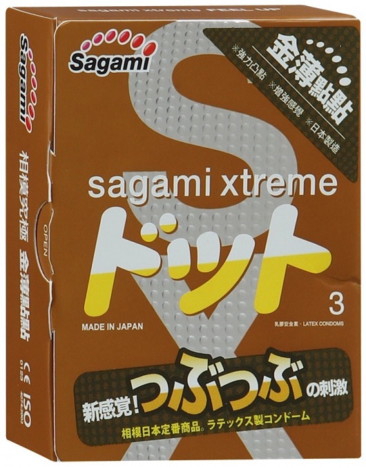 Презервативы Sagami Xtreme FEEL UP с точечной текстурой и линиями прилегания - 3 шт. - Sagami - купить с доставкой в Самаре
