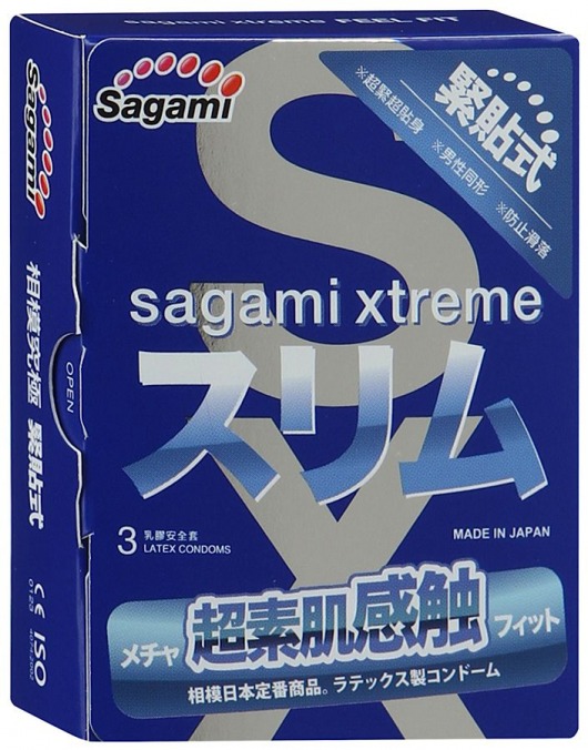Розовые презервативы Sagami Xtreme FEEL FIT 3D - 3 шт. - Sagami - купить с доставкой в Самаре