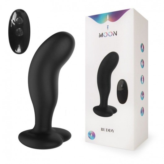 Черный анальный вибратор с пультом ДУ - I-MOON