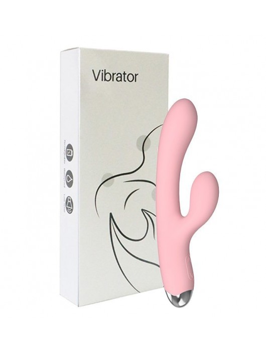Розовый силиконовый вибратор-кролик - 20,4 см. - Secwell