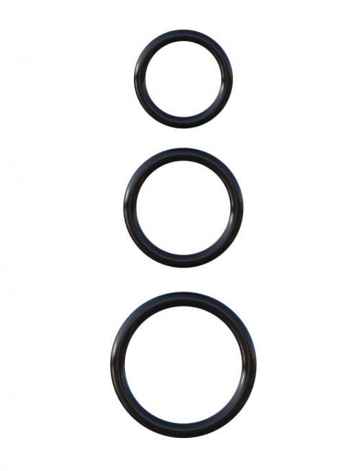 Набор из трех черных эрекционных колец Silicone 3-Ring Stamina Set - Pipedream - в Самаре купить с доставкой