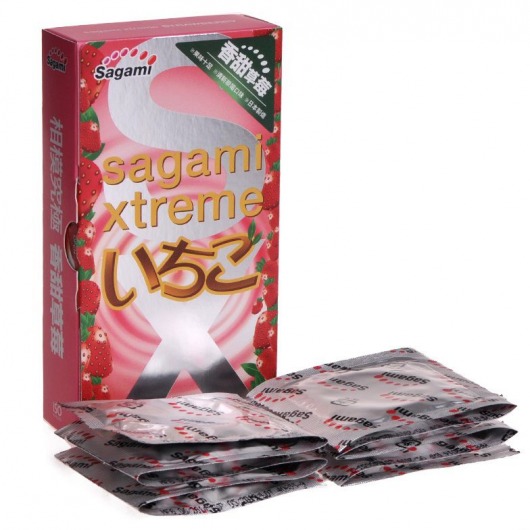 Презервативы Sagami Xtreme Strawberry c ароматом клубники - 10 шт. - Sagami - купить с доставкой в Самаре