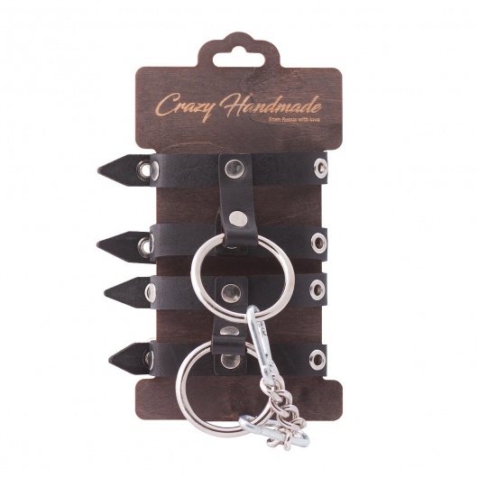 Черные однослойные наручники из натуральной кожи - Crazy Handmade - купить с доставкой в Самаре