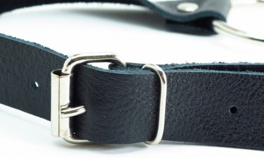 Черный кожаный кляп с кольцом - БДСМ Арсенал - купить с доставкой в Самаре