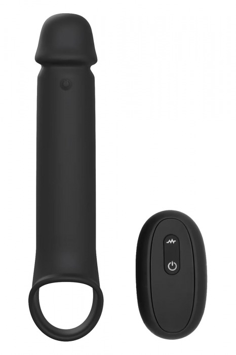 Черная насадка-удлинитель с вибрацией Vibrating Extender With Remote - Dream Toys - в Самаре купить с доставкой
