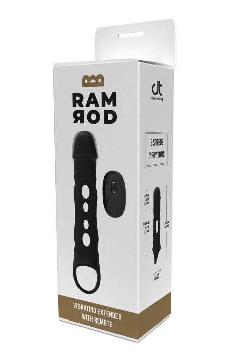 Черная насадка-удлинитель Vibrating Extender With Remote с вибрацией - Dream Toys - в Самаре купить с доставкой