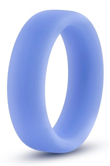 Голубое люминесцентное кольцо Silicone Glo Cock Ring - Blush Novelties - в Самаре купить с доставкой