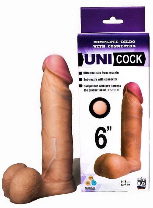 Насадка для страпона фаллической формы UNICOCK 6  - 18 см. - LOVETOY (А-Полимер) - купить с доставкой в Самаре