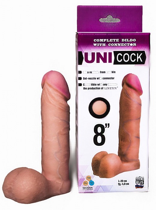 Фаллическая насадка для страпона UNICOCK 8  - 20 см. - LOVETOY (А-Полимер) - купить с доставкой в Самаре