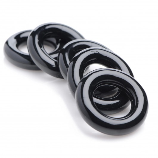 Комплект из 5 черных эрекционных колец для мошонки Ring Master Custom Ball Stretcher Kit - XR Brands - в Самаре купить с доставкой
