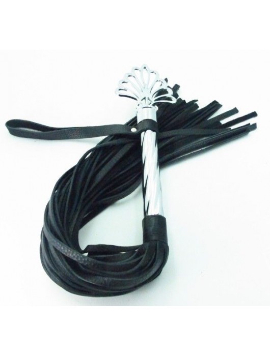 Длинная плеть с рукоятью цвета  никель  - 66 см. - БДСМ Арсенал - купить с доставкой в Самаре