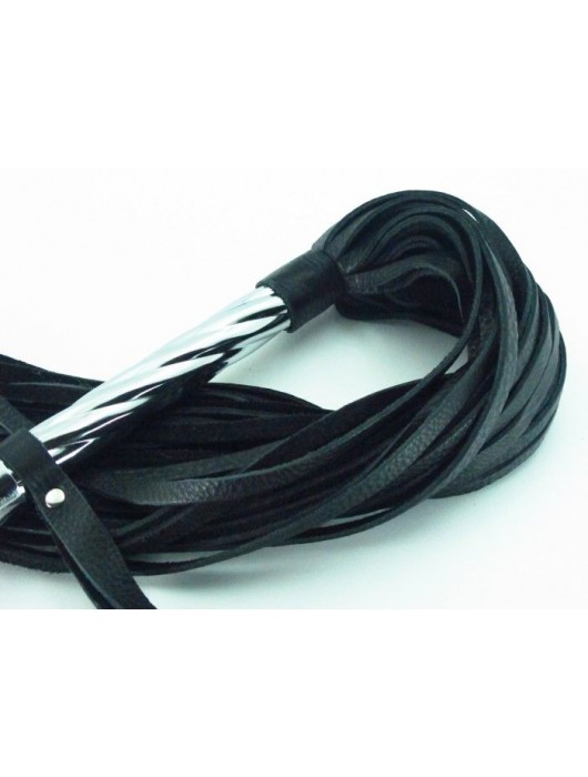 Длинная плеть с рукоятью цвета  никель  - 66 см. - БДСМ Арсенал - купить с доставкой в Самаре